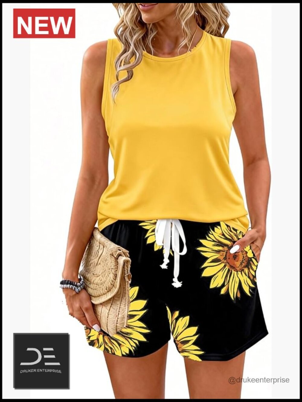 Women's 2 Piece Floral Tank Top & Shorts Set Summer Tropical Beach Outfit